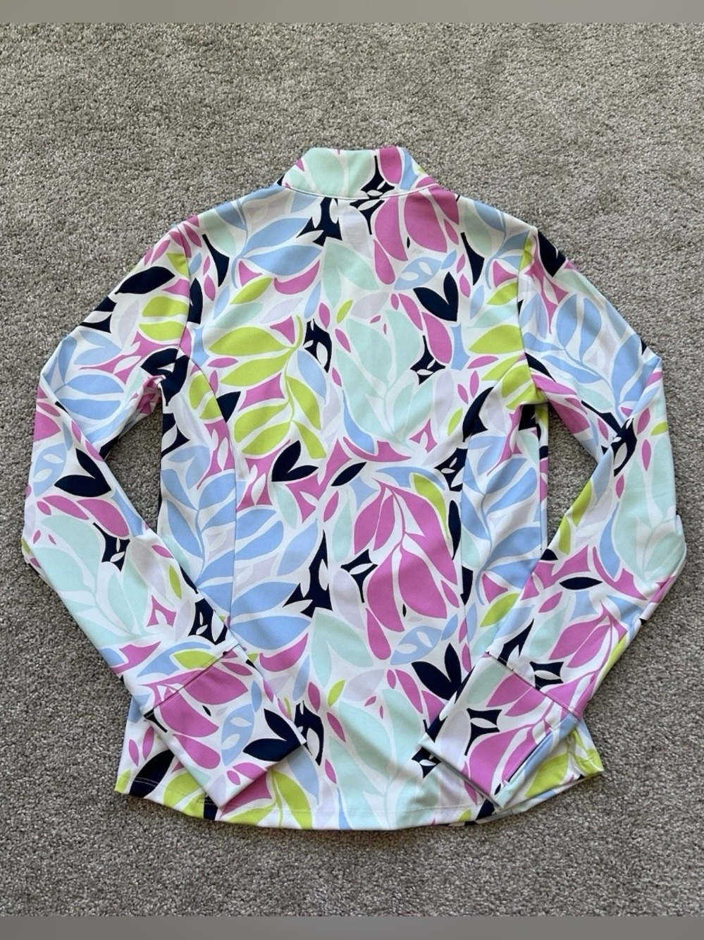 Tommy Bahama Golf Womens Small 1/4 Zip Pullover Sun Shirt Tropical Leaf Pockets - Picture 8 of 8